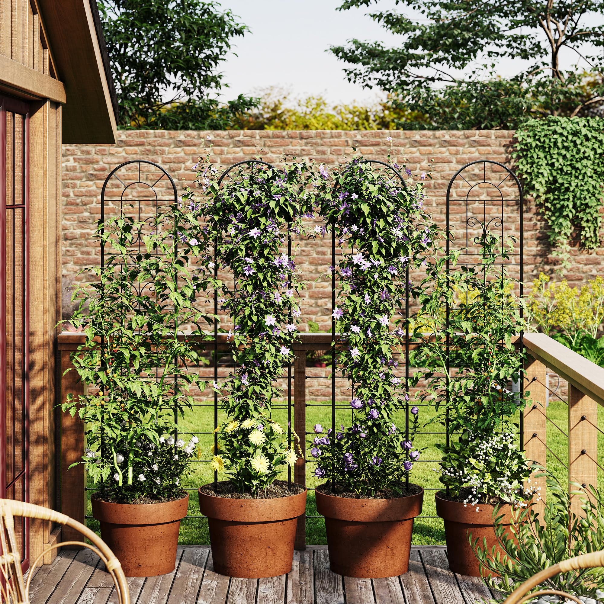 Garvee 4 Pack No Dig Dog Fence Panels - 55 Inch Tall Rustproof Animal Barrier with Gate - Decorative Garden Fence for Yard Patio