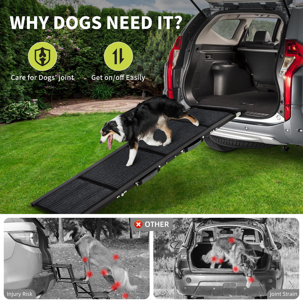 Garvee Upgraded Heavy Duty Dog Ramp for Cars, 71" x20" Folding Pet Ramp for Large Dogs with Non-Slip Surface Portable Dog Car Ramp for SUV Car, RVs & Truck, Outdoor Dog Ramp Up to 300 LBS