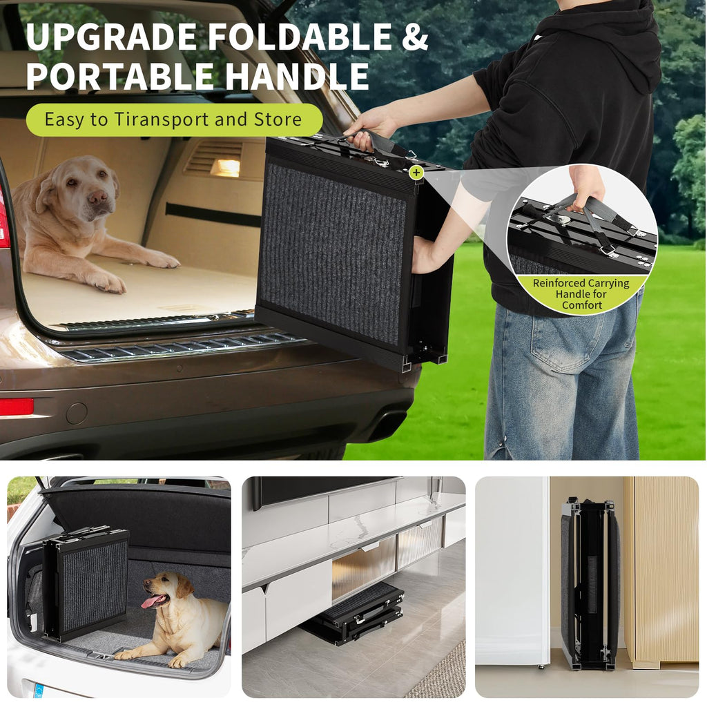 Garvee Portable Dog Car Ramp, 63"×17" Wide Folding Pet Ramp for Large Dogs with Non-Slip Surface Portable Dog Car Ramp for SUV Car, RVs & Truck, Outdoor Dog Ramp Up to 250 LBS