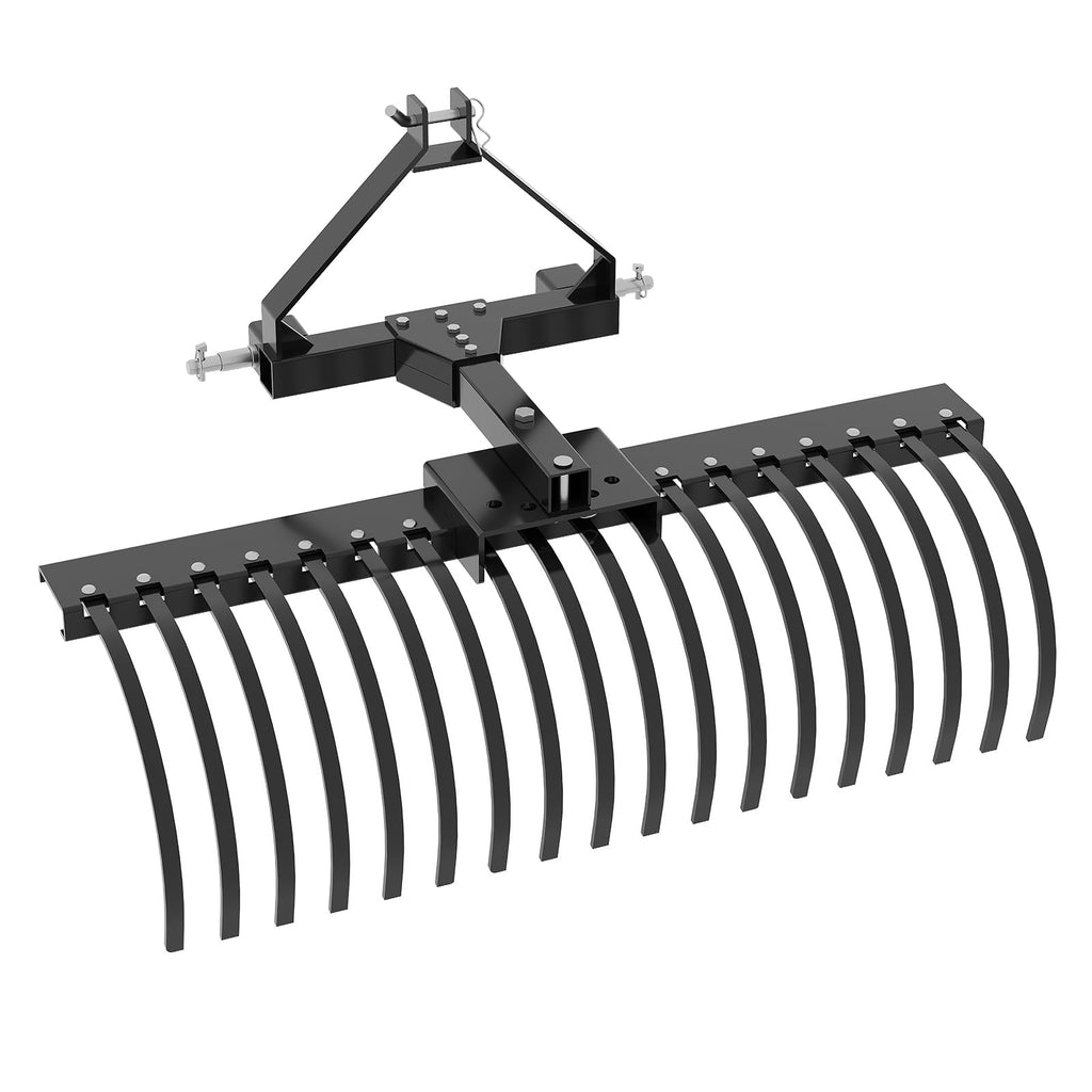Garvee Tow Behind Dethatcher, 50-inch Tow Dethatcher with 18 Steel Tines, 3-Point Lawn Dethatcher Rake with Attachments for Tractor, Landscape Rake for Garden, Farm, Grass
