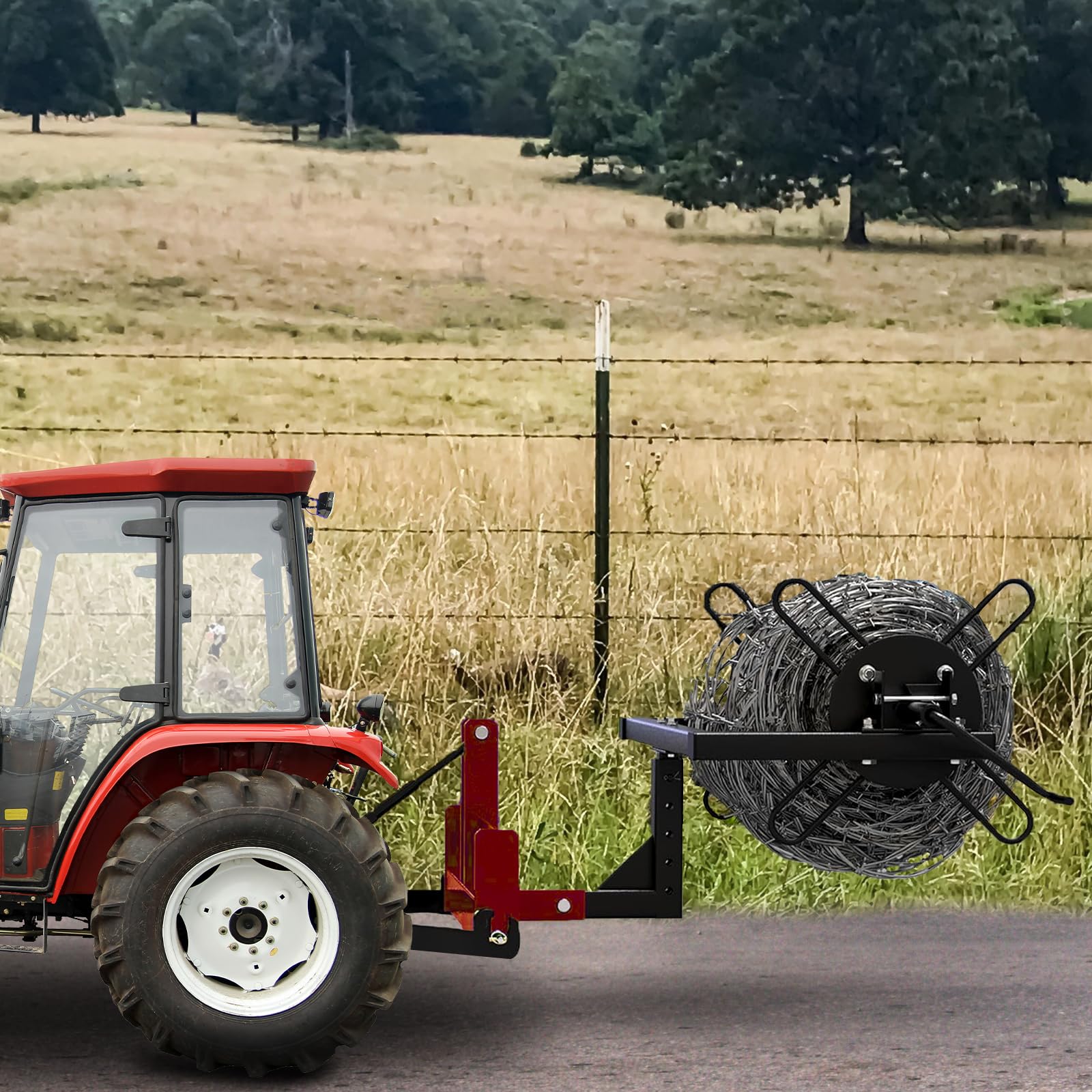 Garvee Wire Unroller with Bolts, Receiver Hitch Compatible, Powder Coated Rust-Resistant Steel, Safety Non-Slip Design, Multifunctional for Fencing and Outdoor Use