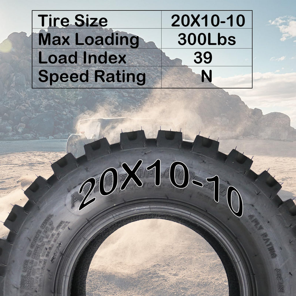 Garvee 2 Pack 20x10-10 ATV Tires All-Terrain 4 Ply Durable Rubber Tubeless Off-Road Sand Mud ATV UTV Trail