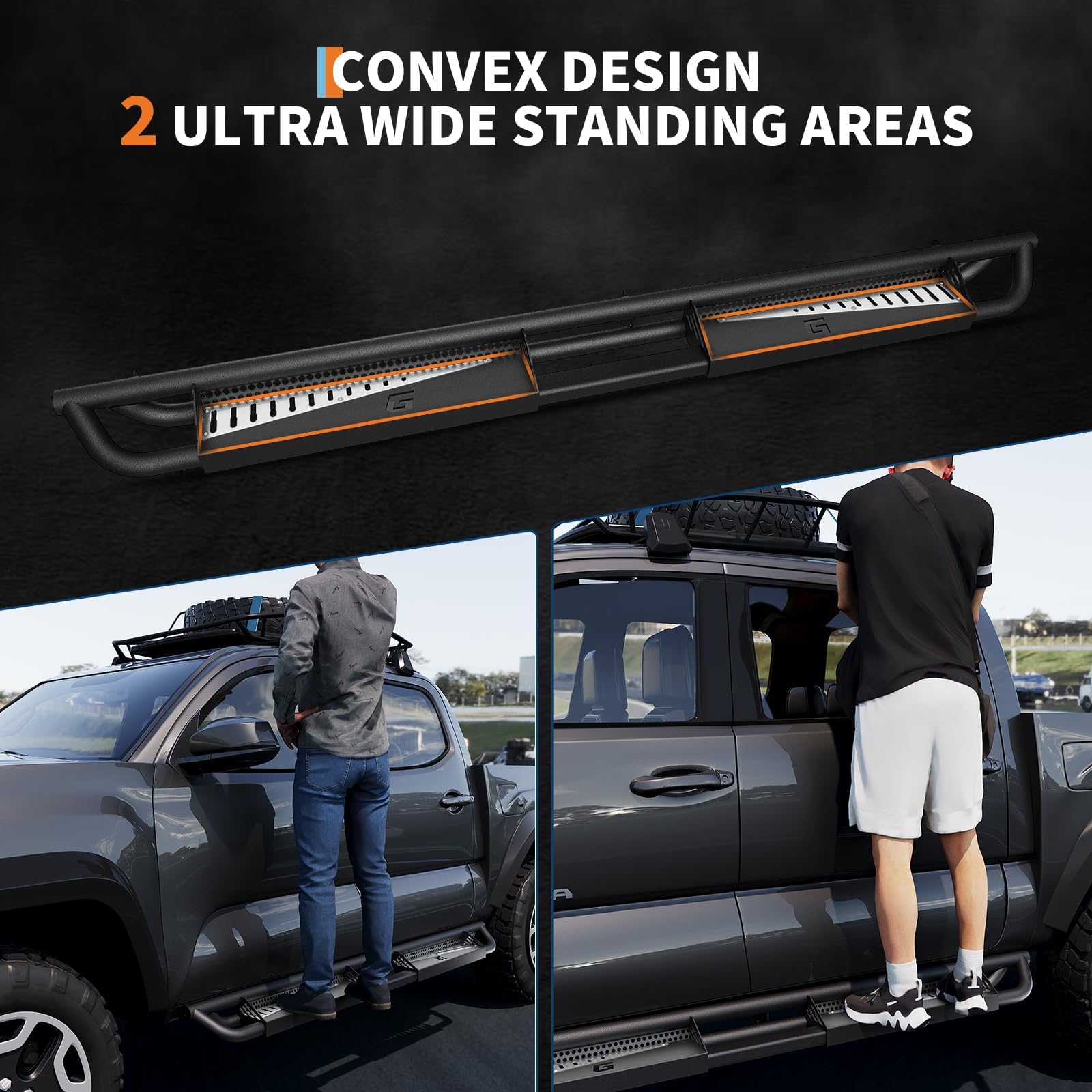 Garvee 6" Running Boards for 2005-2023 Toyota Tacoma Double Cab, Bolt-On Steel Side Steps, Non-Slip Textured Surface, Black Powder Coated Direct Fit Nerf Bars