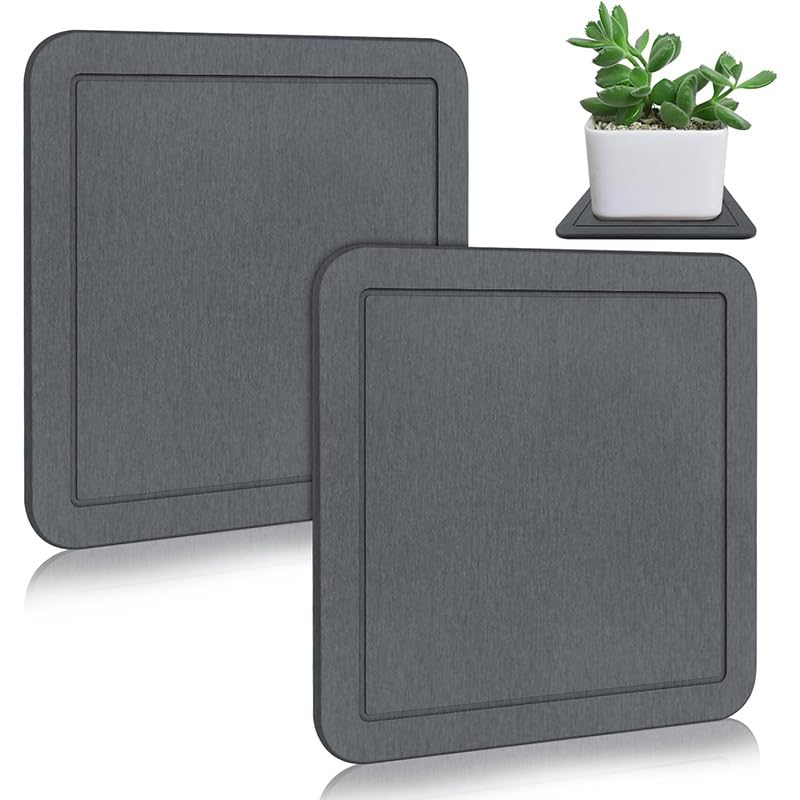 Garvee Diatomite Plant Saucer, Fast-Absorbing Plant Pot Tray with Deep Grooves, Natural Stone Drainage Tray for Indoor Plants, Decorative Holder for Soap & Sponge, Easy to Clean with Sandpaper, Eco-Friendly