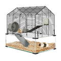 Garvee 3-Tier Hamster Cage for Syrian & Dwarf Hamsters - Multi-Level Habitat with Silent Wheel & Chew-Proof Bottle - Metal & Tempered Glass - Scratch-Resistant, Tool-Free Assembly - Compact Apartment Fit