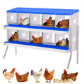 Garvee 10-Hole Bracket Legs Chicken Nesting Box Galvanized Steel Rustproof Automatic Egg Collection Ventilated Easy Install Wall or Freestanding for Chicken Coop Blue