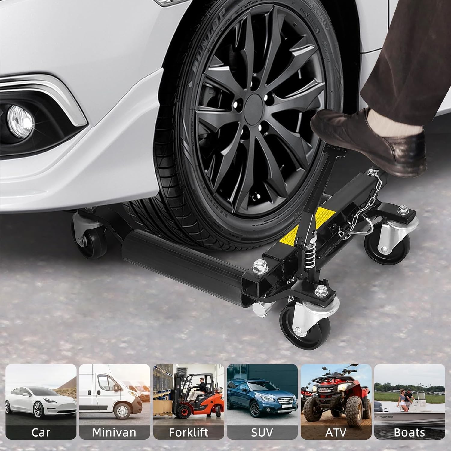 Garvee 4 Pack Hydraulic Car Wheel Dolly Jack & 3 Ton Farm Jack - Heavy Duty 6000-lbs Lift, Steel Construction, Smooth Movement, Versatile for Cars & Trucks