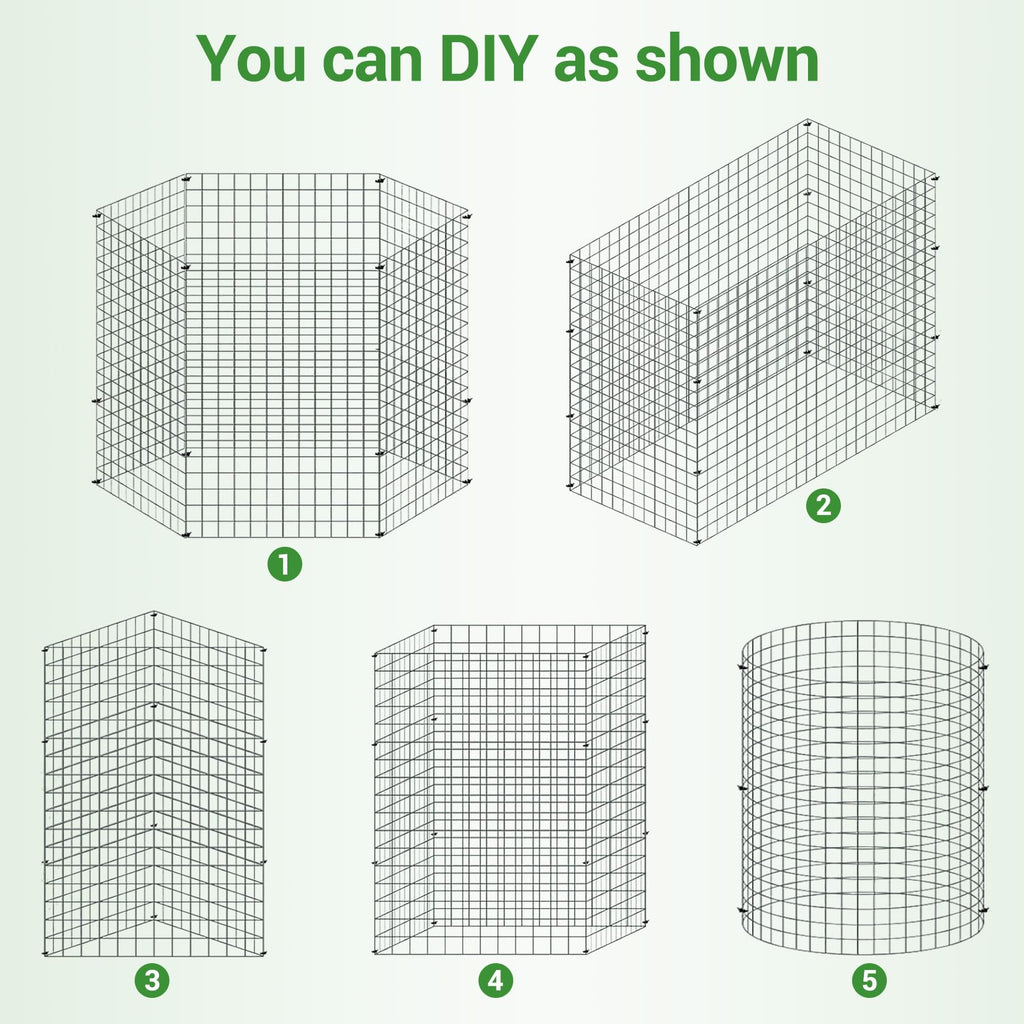 Garvee 18-Pack Heavy Duty Plant Covers with Stakes - Rust-Proof Coated Steel - Adjustable Cylindrical & Rectangular Cages - Includes Stakes, Ties, Gloves - Garden Protection for Vegetables & Flowers