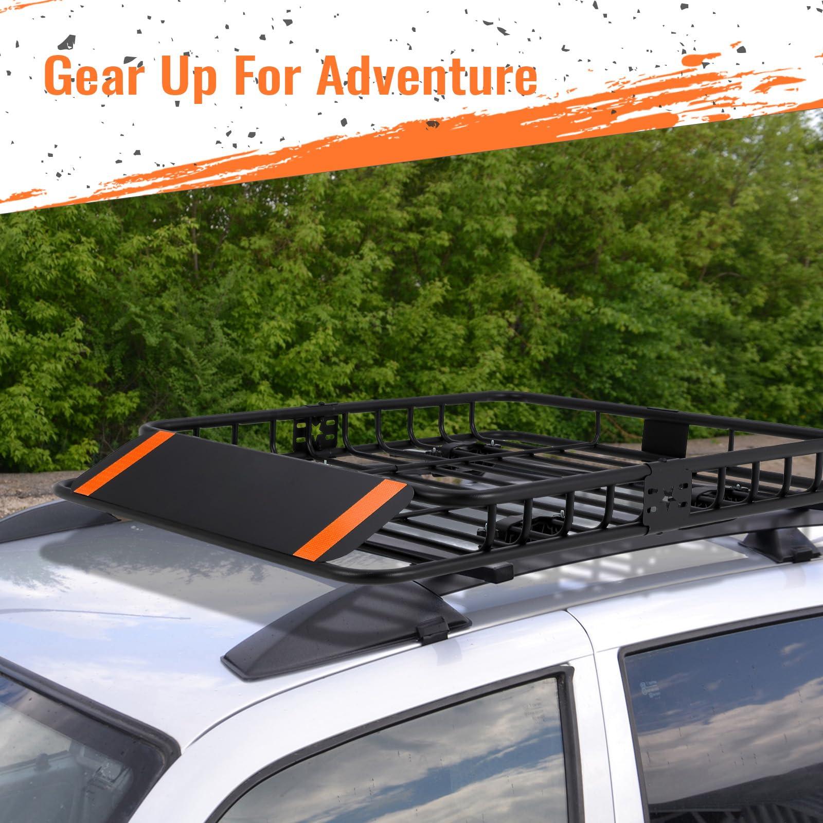 Garvee Roof Rack Basket 51x36x5 Cargo Carrier 200LBS Load Capacity PU Material Easy Installation Black Powder-Coated Universal Fit for SUV Truck RV