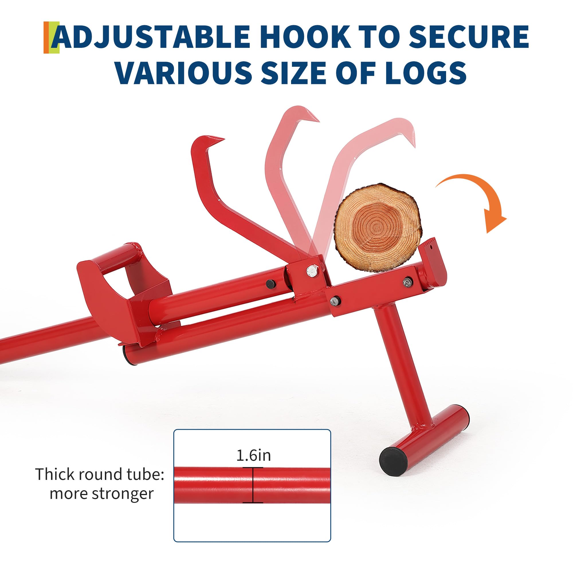 Garvee 3-IN-1 Logging Tool Cant Hook Log Hauler Timberjack Carbon Steel Red Durable Versatile Firewood Harvesting