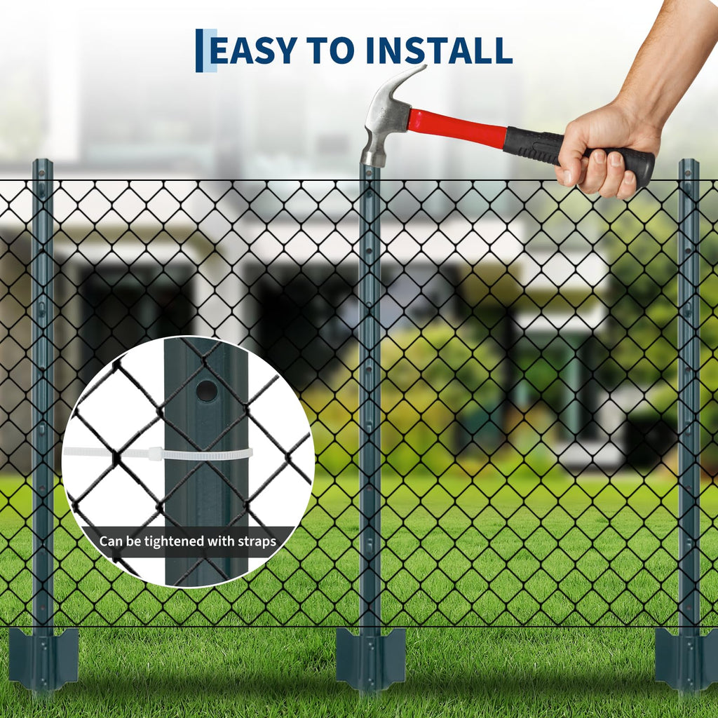 Garvee 10 Packs 3ft Garden Fence Posts Steel U-Channel Powder-Coated Durable Adjustable Tabs for Wire Fencing Garden Protection