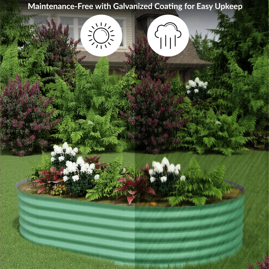 Garvee  8' X 4' X 1.5' Raised Garden Bed,Galvanized Raised Planter Boxes Outdoor with Easy Assembly, Large Garden Bed for Vegetables, Fruits, Flower,Raised Garden Bed,Green