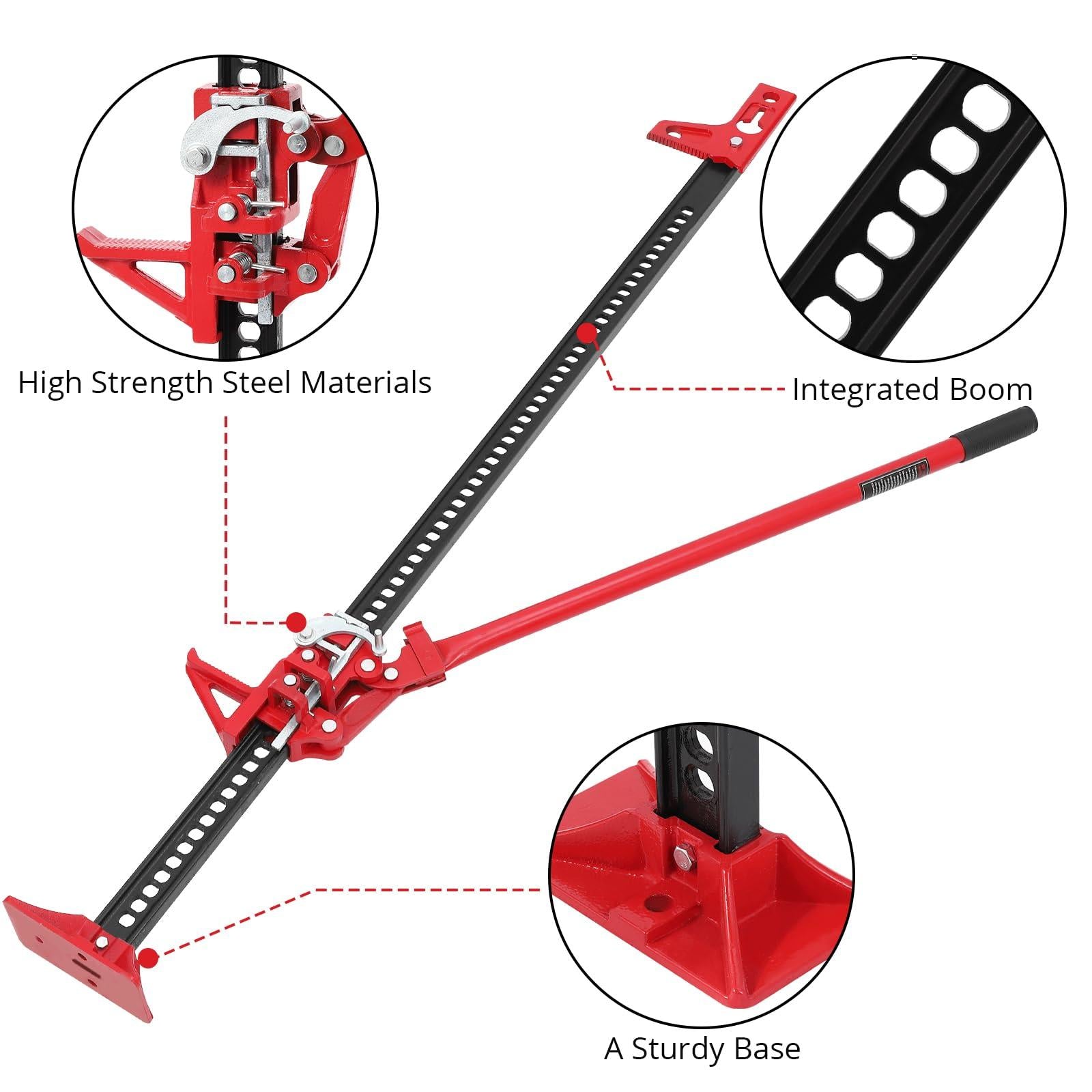 Garvee 60'' High Lift Farm Jack 7000lb Capacity Ratcheting Heavy-Duty Steel Durable Rust-Resistant Triangular Head Off-Road Rescue