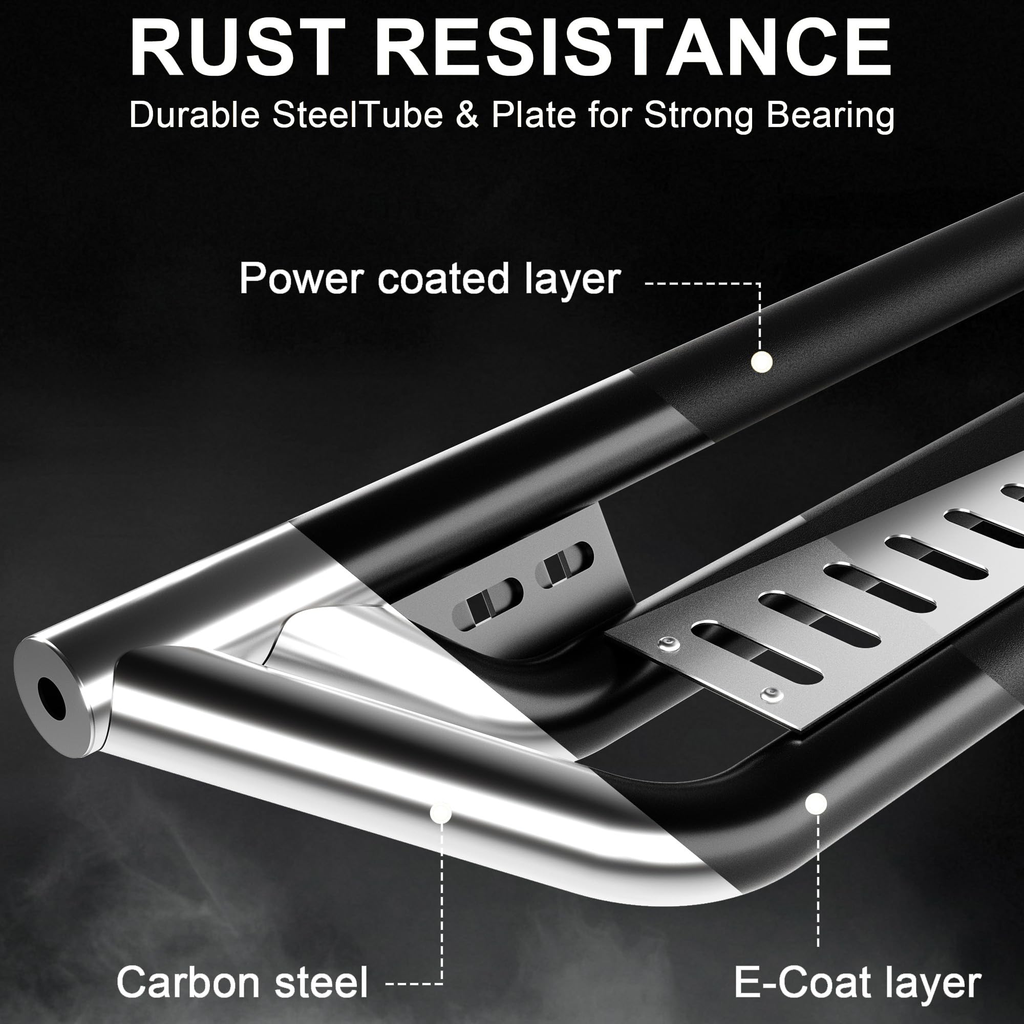 Garvee  6" Running Boards 550LB Side Steps, Non-Slip Black Powder Coated Rock Sliders, Fits 2009-2018 Dodge Ram 1500 Crew Cab, 2019-2024 Ram 1500 Classic, 2010-2024 Ram 2500/3500 Crew Cab