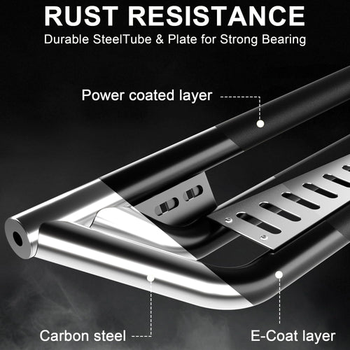 Garvee  6" Running Boards 550LB Side Steps, Non-Slip Black Powder Coated Rock Sliders, Fits 2009-2018 Dodge Ram 1500 Crew Cab, 2019-2024 Ram 1500 Classic, 2010-2024 Ram 2500/3500 Crew Cab