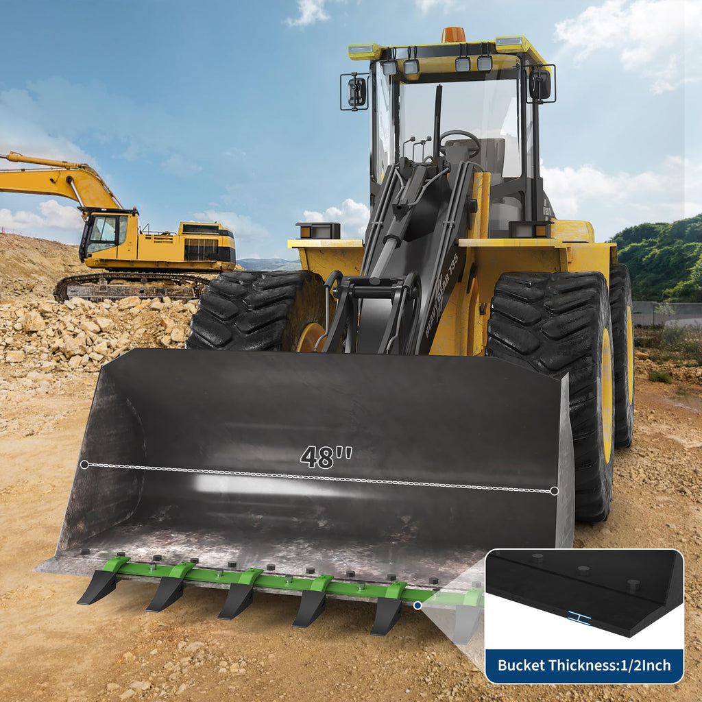 Garvee 48" Steel Bucket Tooth Bar for Tractor Loader, 4,560 Lbs Load Capacity, Removable Teeth, Powder Coated, Fits Cutting Edges ≤1/2",  Effortless Installation, Excavation Use