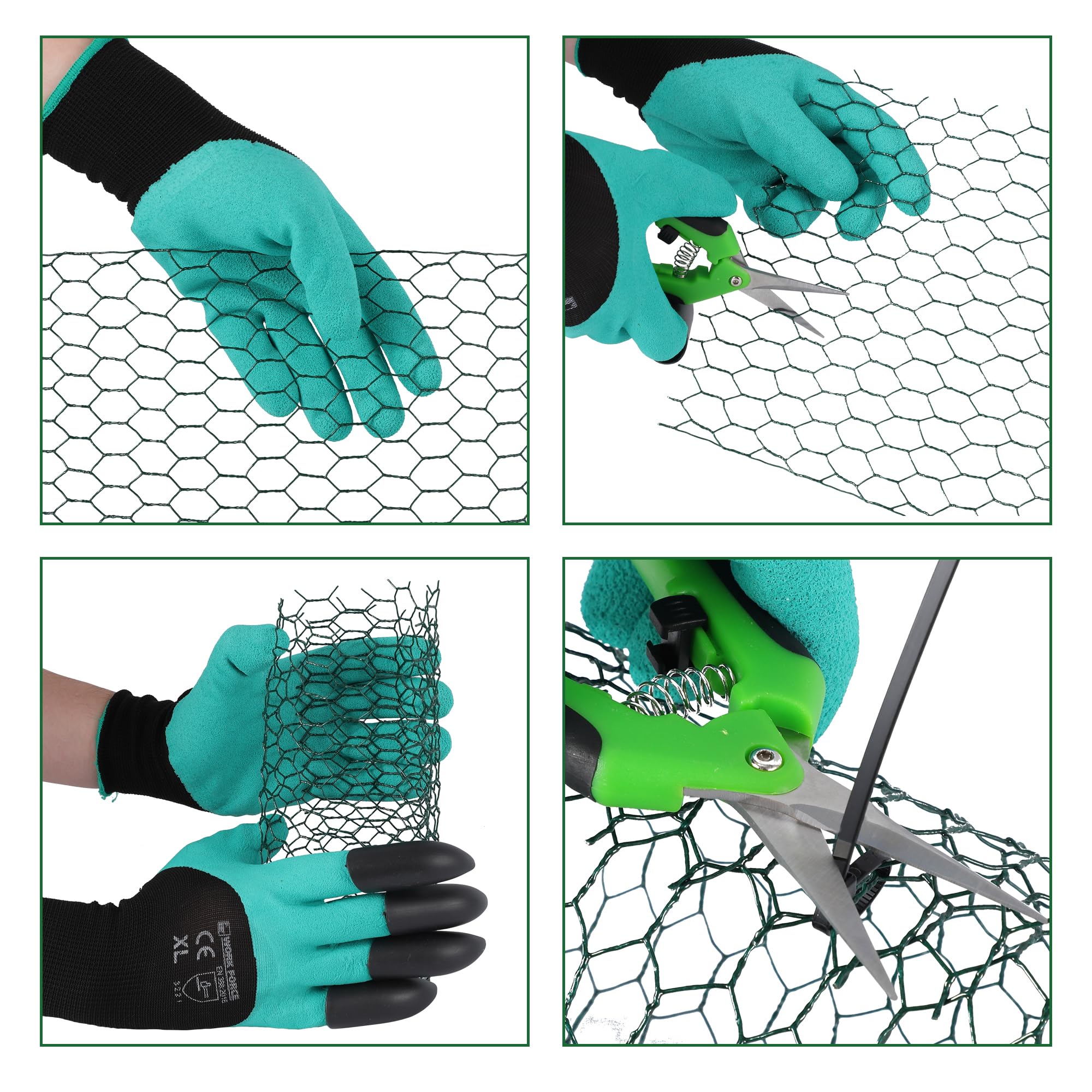 Garvee Garden Plant Protection Netting Kit Vinyl-Coated Wire Mesh Adjustable DIY Fence Cut-Resistant Gloves Pliers 1.3ft x 50ft Vegetables Flowers