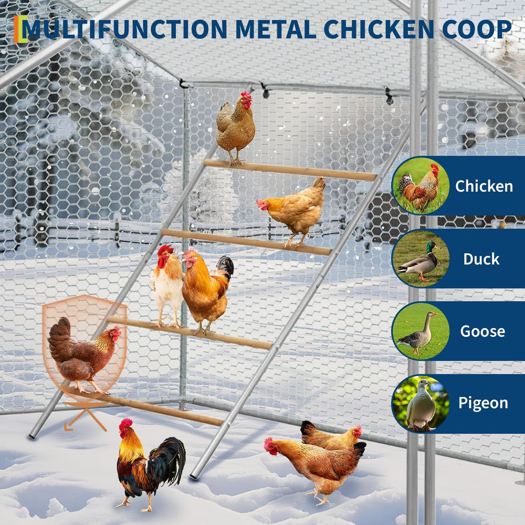Garvee Chicken Perch for Coop 55x40'' Galvanized Iron & Wood Weatherproof Ladder Design Stable Round Bars Multi-Tier Roosting for Backyard Poultry