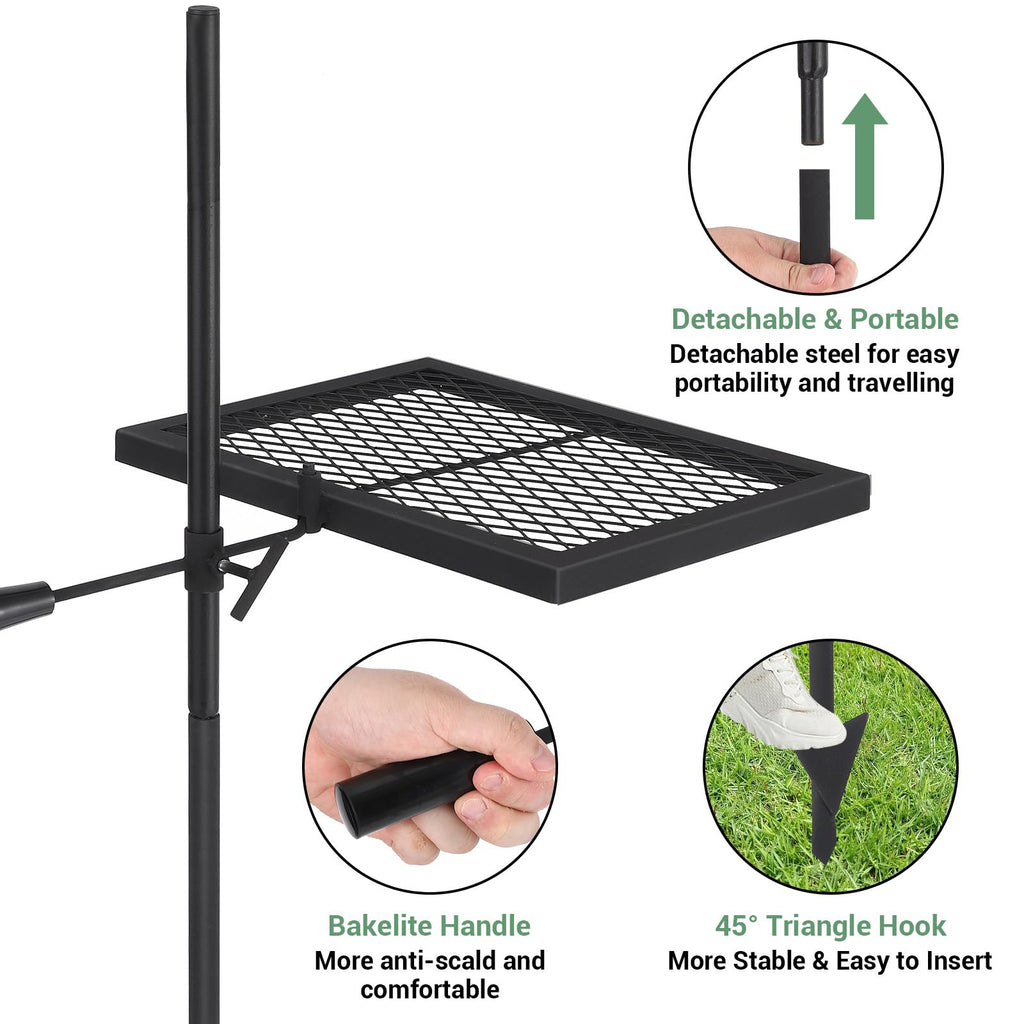 Garvee Alloy Steel Outdoor Grill with 600°F Coating - Heavy-Duty Folding & Freestanding Fire Pit Grates - Complete Accessories Kit - Durable, Portable, Versatile for Camping & Backyard