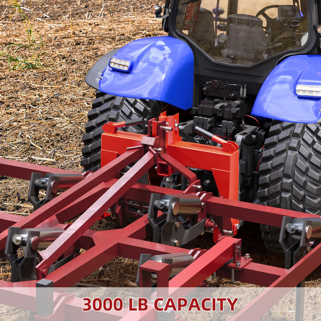 Garvee 3-Point Quick Hitch for Tractors 3000 LBS Capacity Heavy-Duty Steel Easy Install Category 0 & 1 Red Agricultural Use