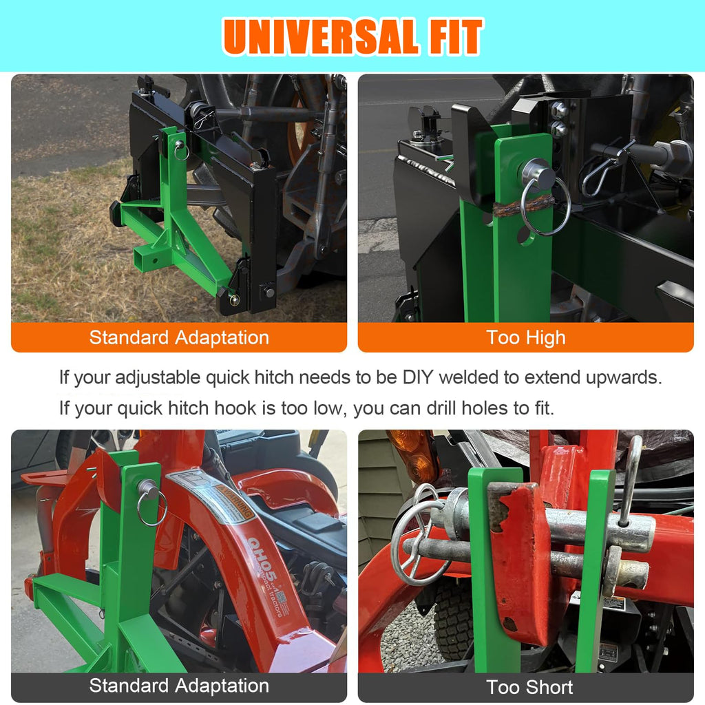 Garvee 3 Point 2" Trailer Hitch Receiver Heavy Duty Steel Drawbar Adapter with 7/8" Pin Tube Quick Hitch for Category 1 Tractors Compatible with Kubota, Yanmar, Kioti - Industrial Use