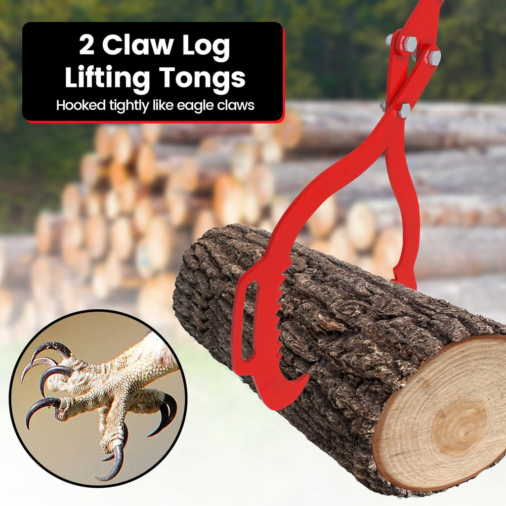Garvee 18 Inch Log Lifting Tongs Heavy Duty Steel 2200LBS Capacity Serrated Claw Hooks Swivel Handles for Tractors Trucks