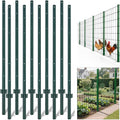 GARVEE 4' No-Dig U-Post - 10-Pack Powder Coated Steel w/Adjustable Tabs & Anchor Plates, Rustproof for Lawn/Garden Fencing