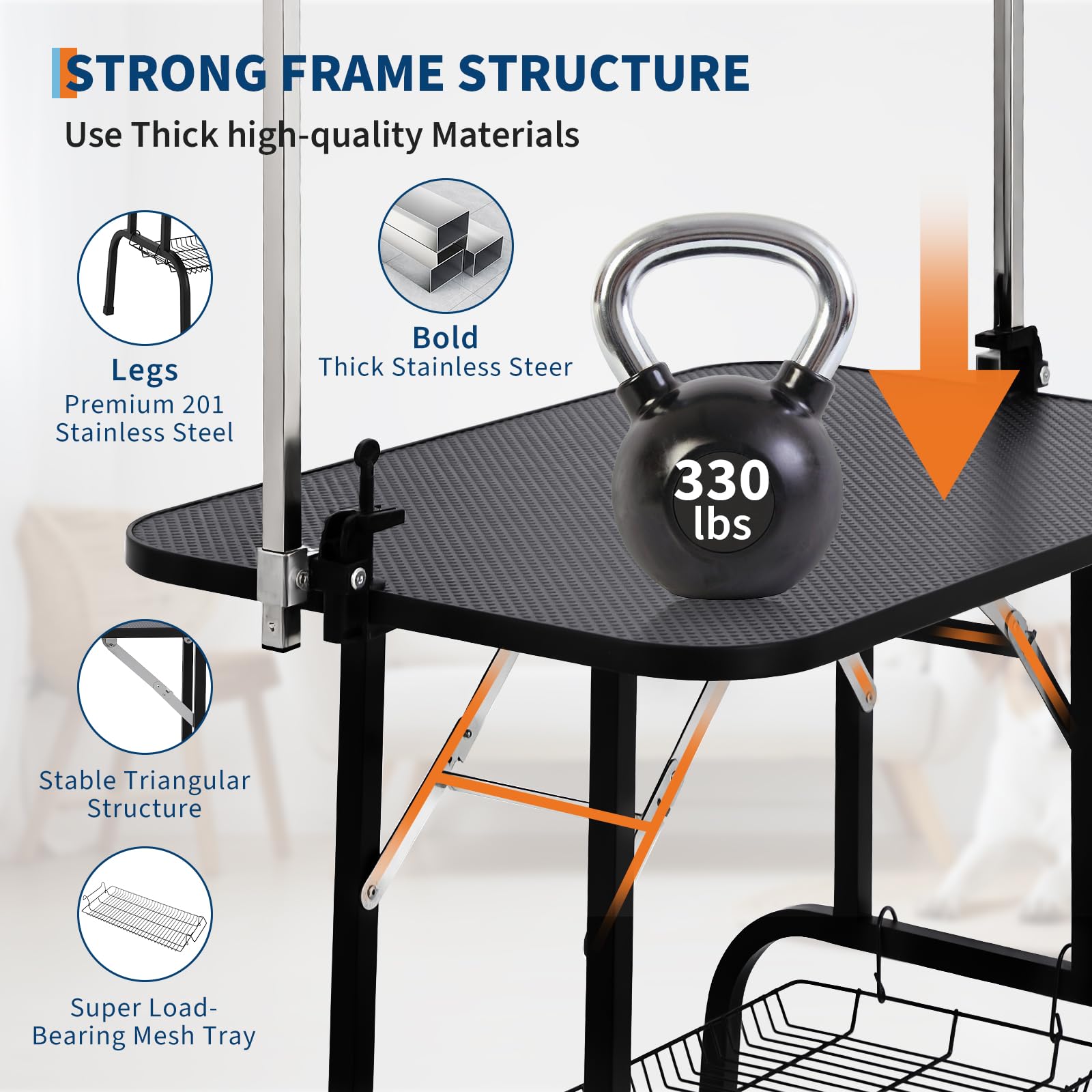 Garvee 36" Dog Grooming Table, Adjustable Height Pet Drying Desktop Foldable Pet Grooming Table Station with Arms, Noose, Mesh Tray 330LBS Capacity for Home and Pet Salon