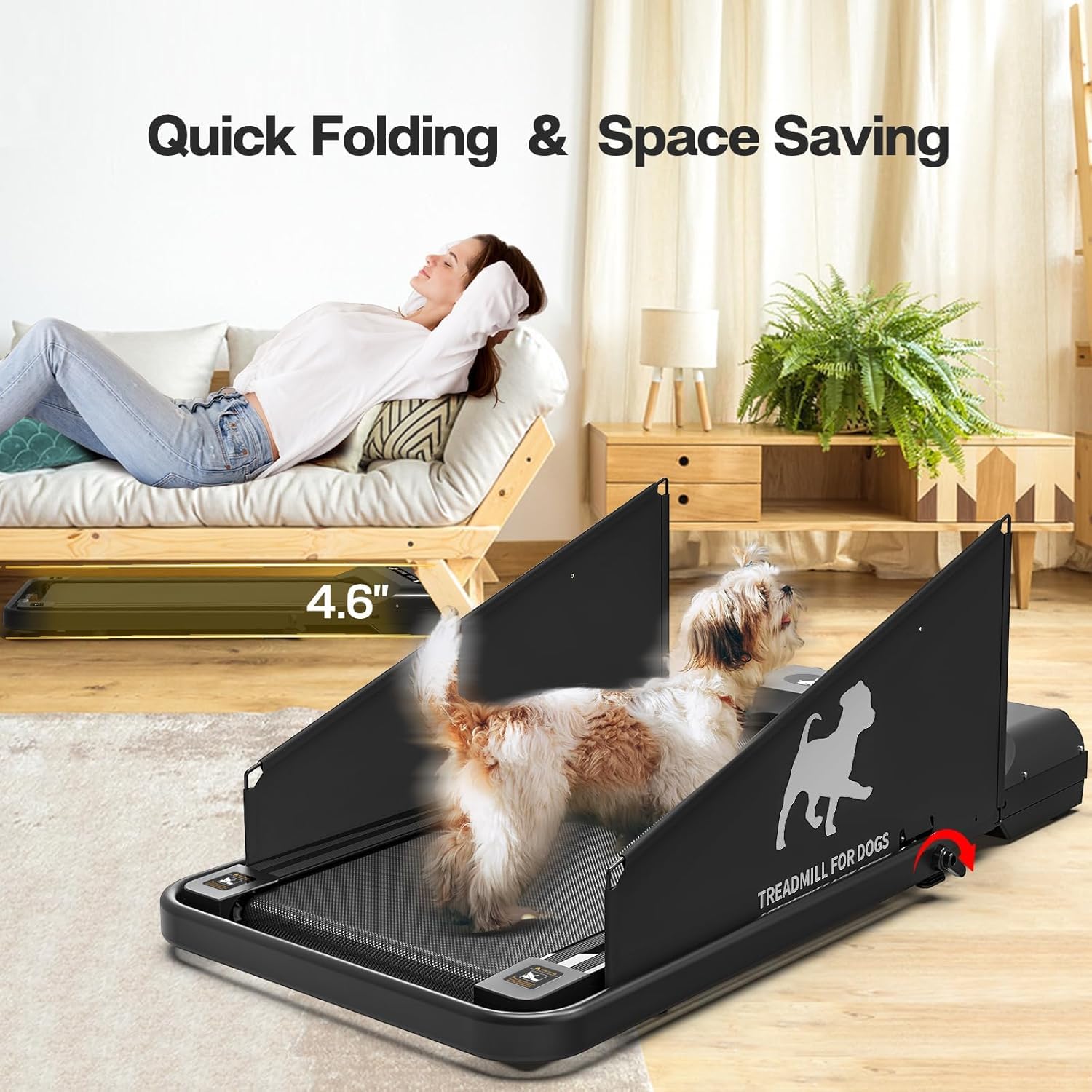 Garvee Dog Treadmill for Small and Medium Dogs, 2.5 Hp Foldable Pet Treadmill for Doggy Running Machine, 2 in 1 Foldable Pet Pacer Treadmill Pad with LED Display for Home Use, Black