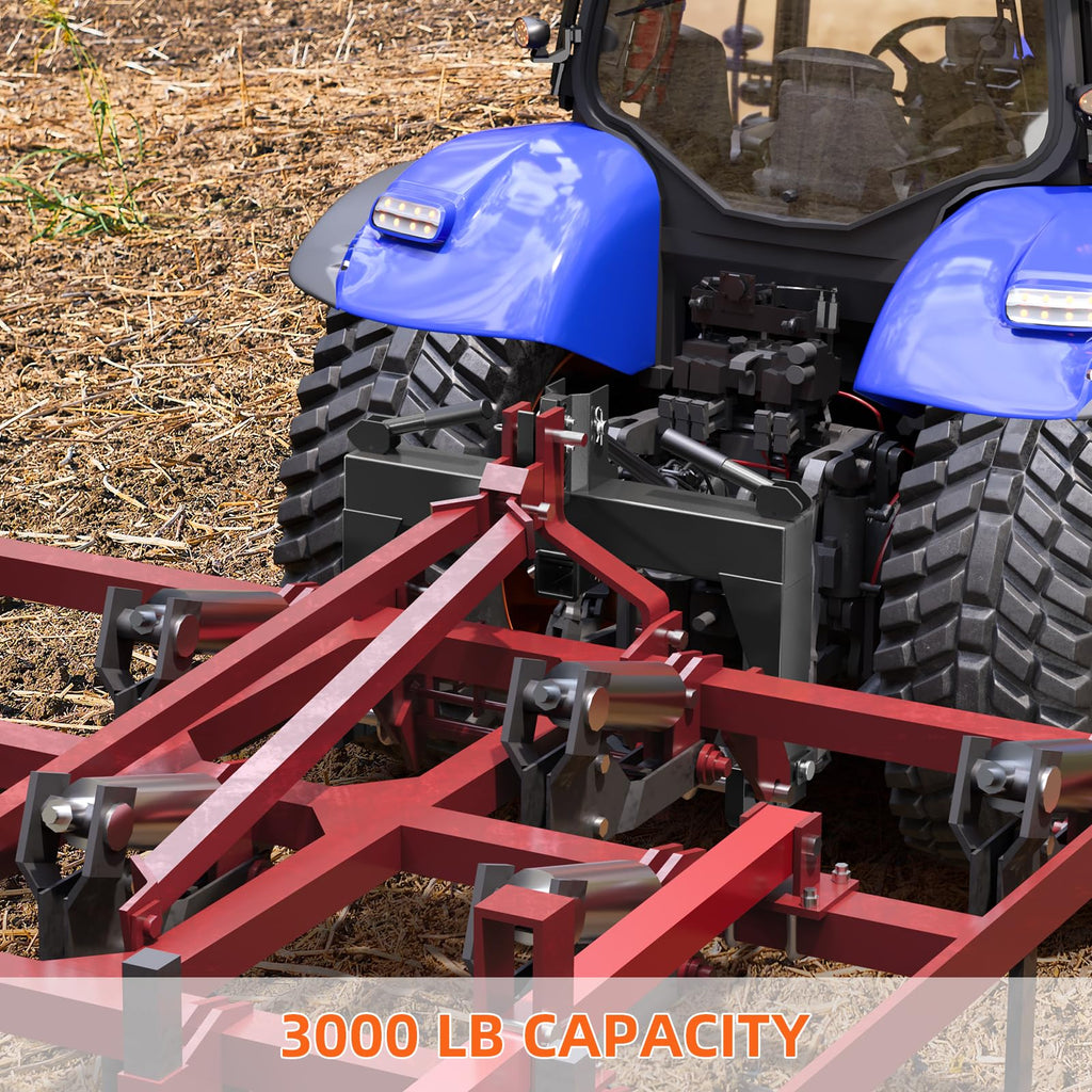 Garvee 3 Point Quick Hitch for Category 0 & 1 Tractors, 3000 LBS Lift, Heavy-Duty Steel, Easy Install, Dual Receivers, Black, Farm Use