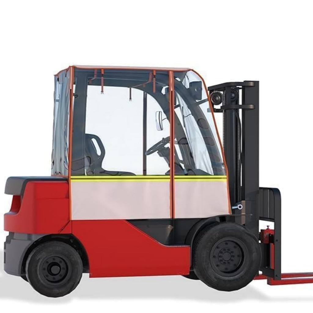 Garvee Clear Forklift Cover 57x47x52 Universal Fit Heavy Duty Waterproof 600D Oxford PVC Tear-Resistant Elastic Hem Adjustable Straps Outdoor Warehouse