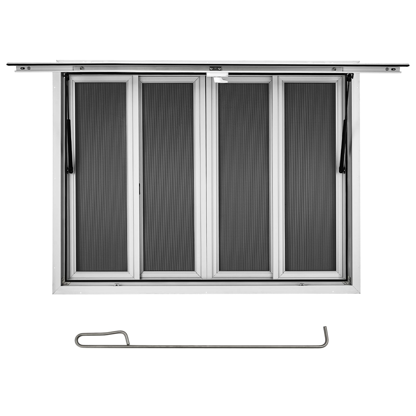 Garvee 60x36 Aluminum Alloy Concession Window, Food Truck Window with 4 Sliding Mesh Screens, 85° Opening, Dual Waterproof Seals, Rust-Resistant, for Food Trucks & Trailers