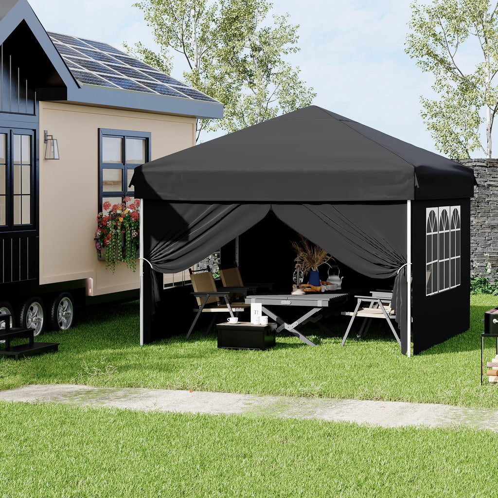 Garvee 10x10 Pop Up Canopy Tent – Waterproof with Sidewalls, Instant Setup Steel Frame, Durable Outdoor Shelter for Camping, Beach, Backyard, Party