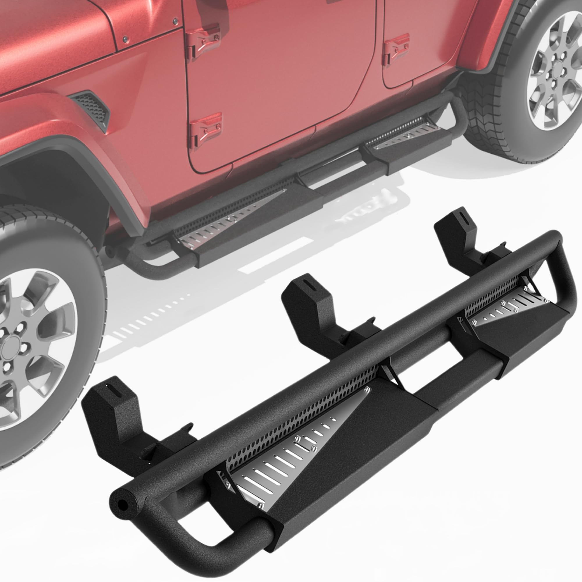 Garvee 6" Drop Running Boards for 2007-2018 Jeep Wrangler JK 4 Door, Black Powder Coated Side Step Bars