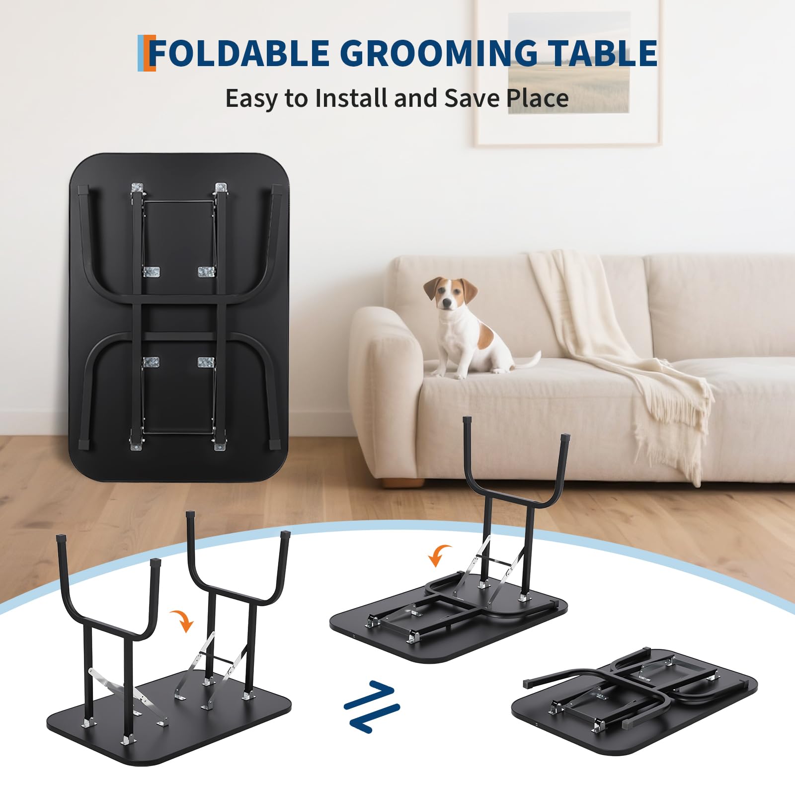 Garvee 36" Dog Grooming Table, Adjustable Height Pet Drying Desktop Foldable Pet Grooming Table Station with Arms, Noose, Mesh Tray 330LBS Capacity for Home and Pet Salon