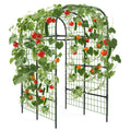 Garvee 7.3Ft Metal Garden Arch Trellis Black Climbing Plant Support Durable Rust-Resistant Steel Plastic Connectors Easy Assembly for Raised Beds