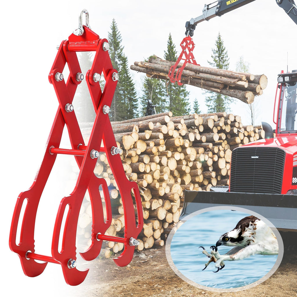 Garvee Log Lifting Tongs 28 Inch 2200LBS Heavy Duty - 4-Serrated Claw Steel Swivel Grapple w/Handles for Tractor & Truck Log Handling