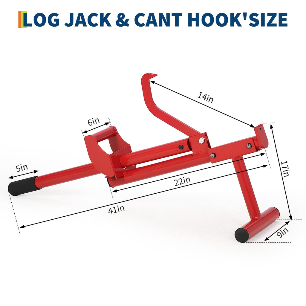 Garvee 3-IN-1 Logging Tool Cant Hook Log Hauler Timberjack Carbon Steel Red Durable Versatile Firewood Harvesting