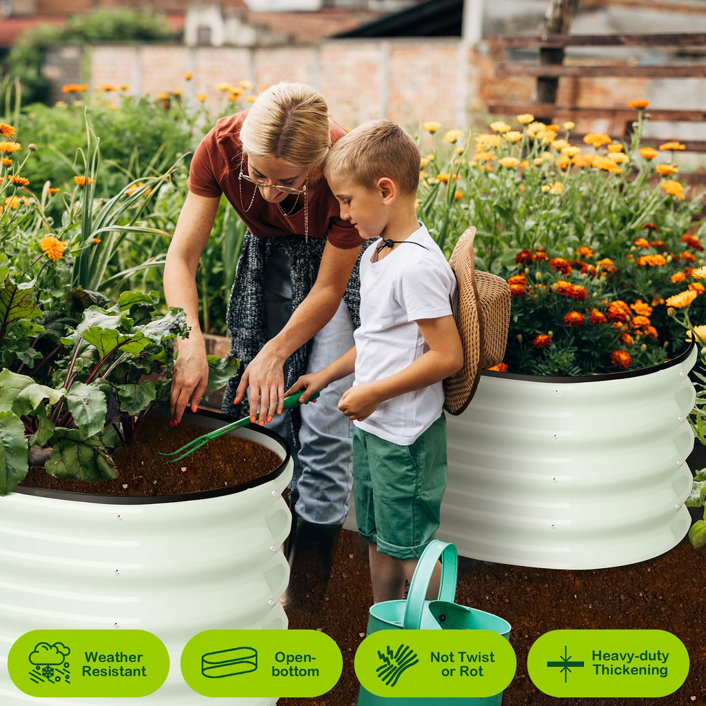 Garvee Oval Raised Garden Bed 4.5x2x1.5 FT Galvanized Metal with Open-Ended Base, Tool-Free Assembly, Rubber-Edge, Stable Structure for Outdoor Planting