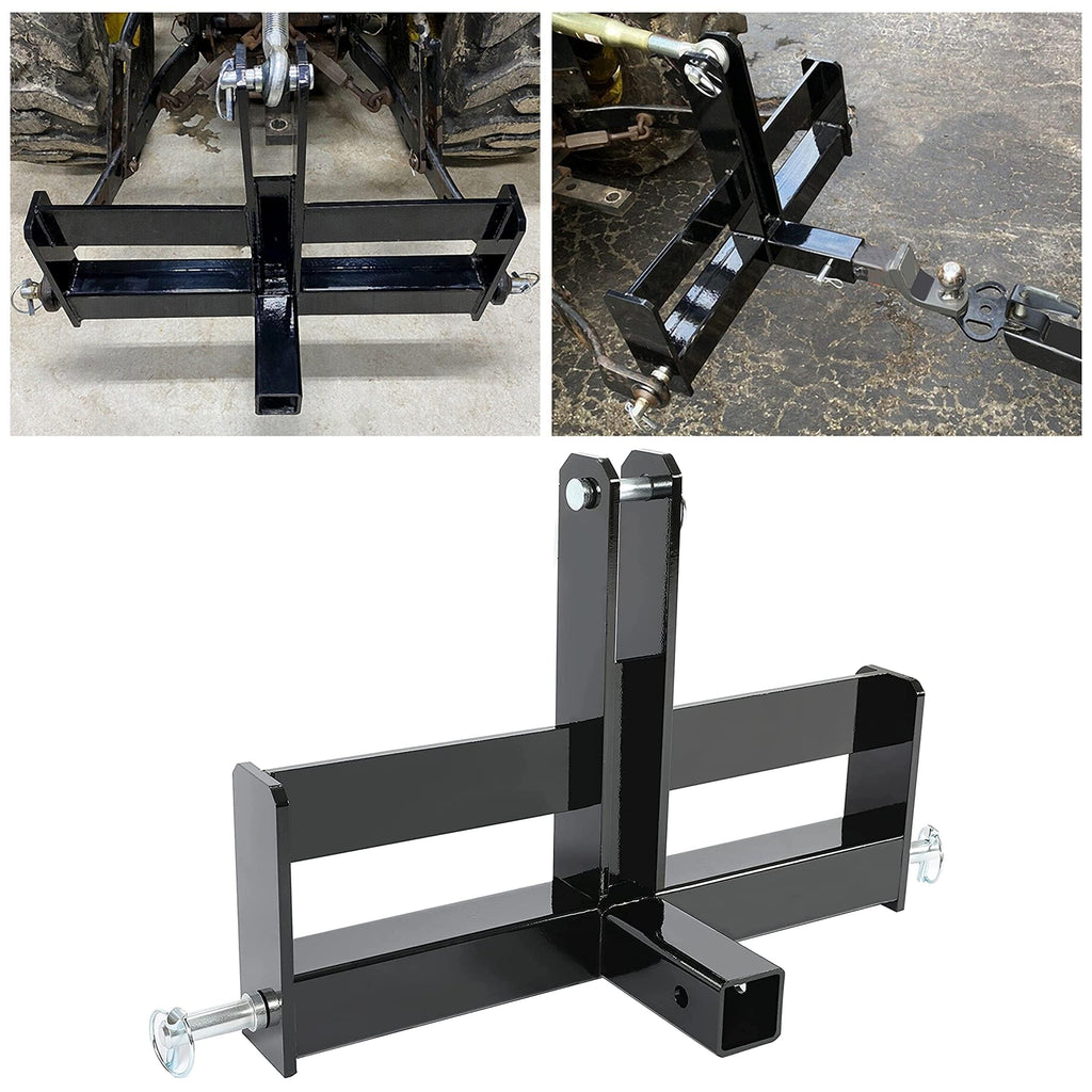 Garvee 3 Point Trailer Hitch with 2" Receiver for Category 1 Tractors - Heavy-Duty Steel, Quick-Install, Rust-Resistant, Includes Suitcase Weight Brackets - Industrial Use