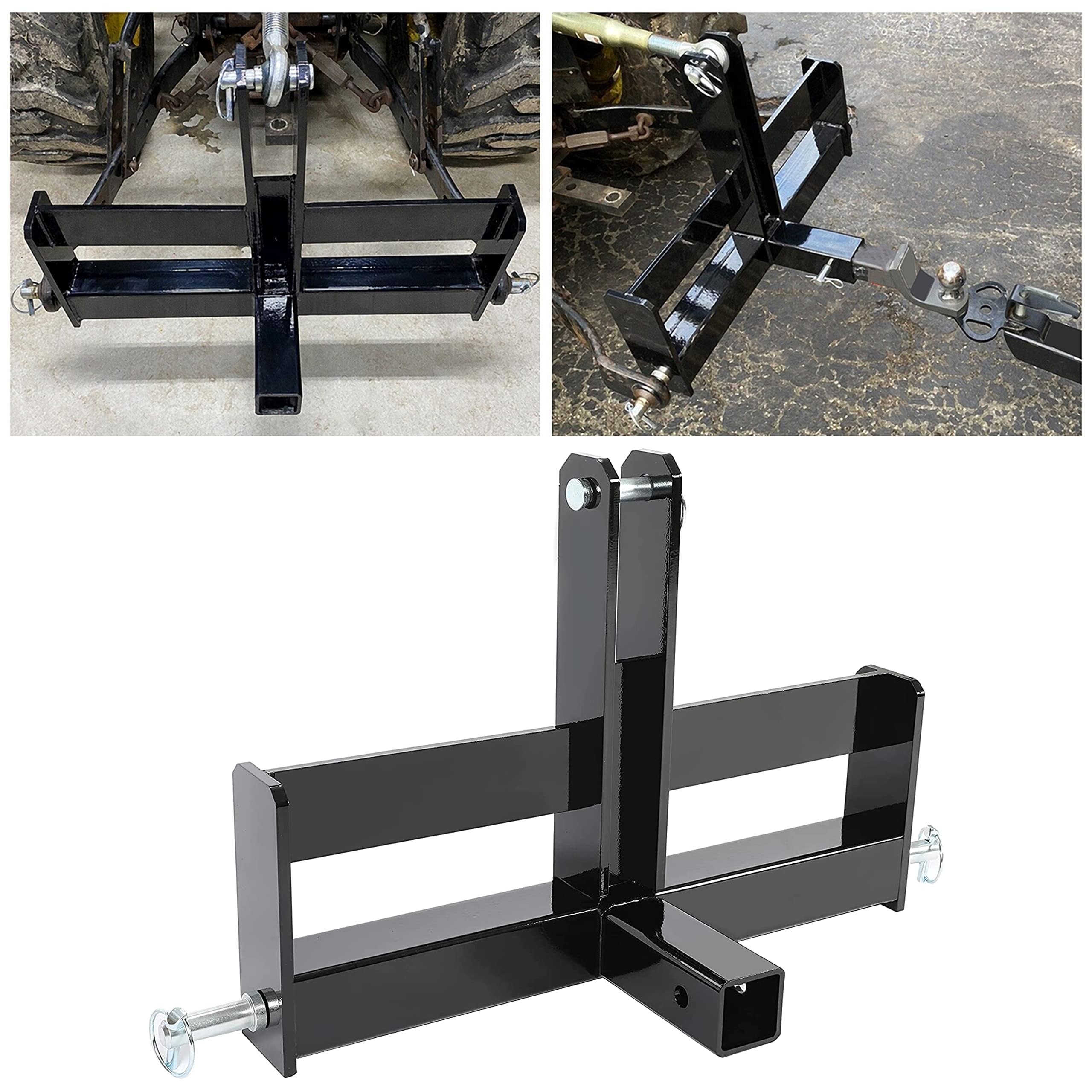 Garvee 3 Point Trailer Hitch with 2" Receiver for Category 1 Tractors - Heavy-Duty Steel, Quick-Install, Rust-Resistant, Includes Suitcase Weight Brackets - Industrial Use