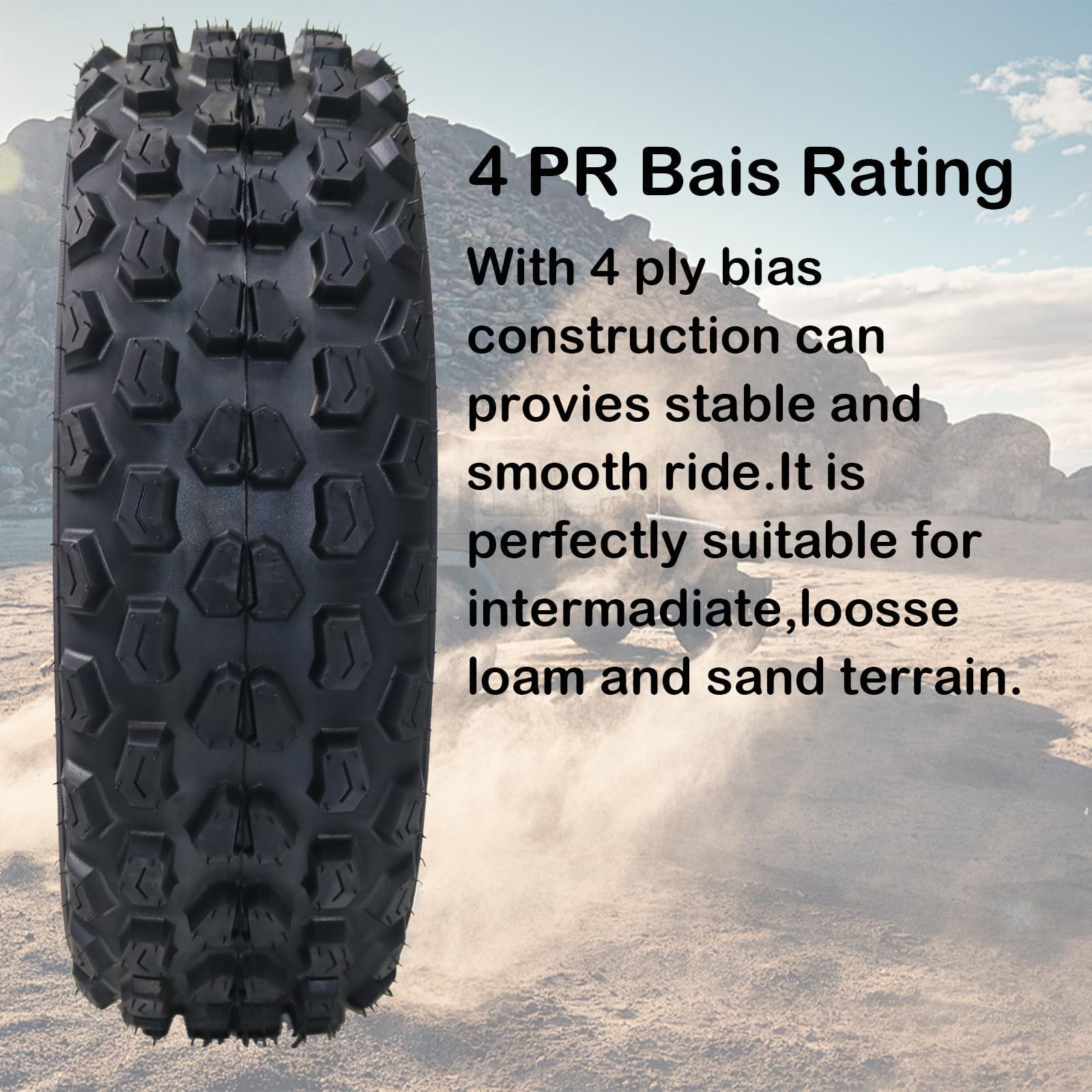Garvee Set of 2 Mini Bike Tires 21x7-10 Tubeless 4 PR Durable All Terrain ATV UTV Go-Kart Off-Road