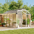 Garvee 6x10 FT Polycarbonate Greenhouse with Aluminum Frame, Lockable Door, Adjustable Roof Vent, Water Gutter System for Backyard Garden