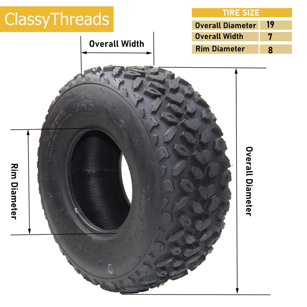 Garvee Set of 2 ATV Tires All-Terrain 19X7-8 4PR Tubeless Nylon 4-Ply Durable Off-Road Traction for Trail Sand Mud