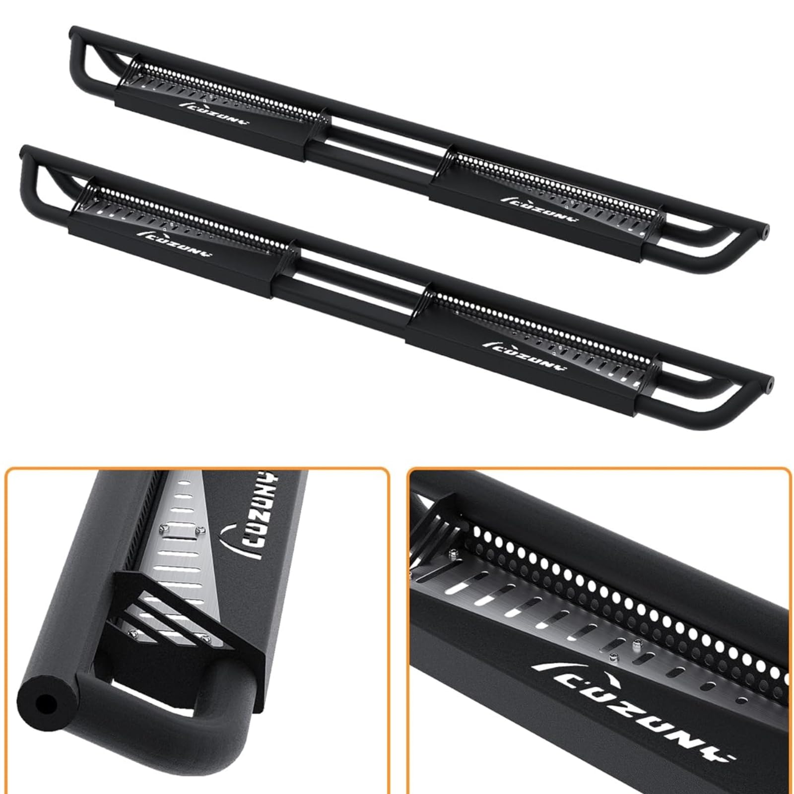 Garvee Running Boards Triple Tube 6-inch Drop Step Q235B Steel Powder-Coated Side Steps for 2005-2023 Toyota Tacoma Double Cab Off-Road