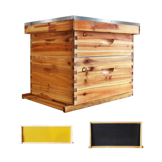 Garvee 10-Frame Langstroth Beehive Kit with Beeswax Coating, Cedarwood, Easy Assembly, Ventilated Design, Complete Starter Set for Beekeepers