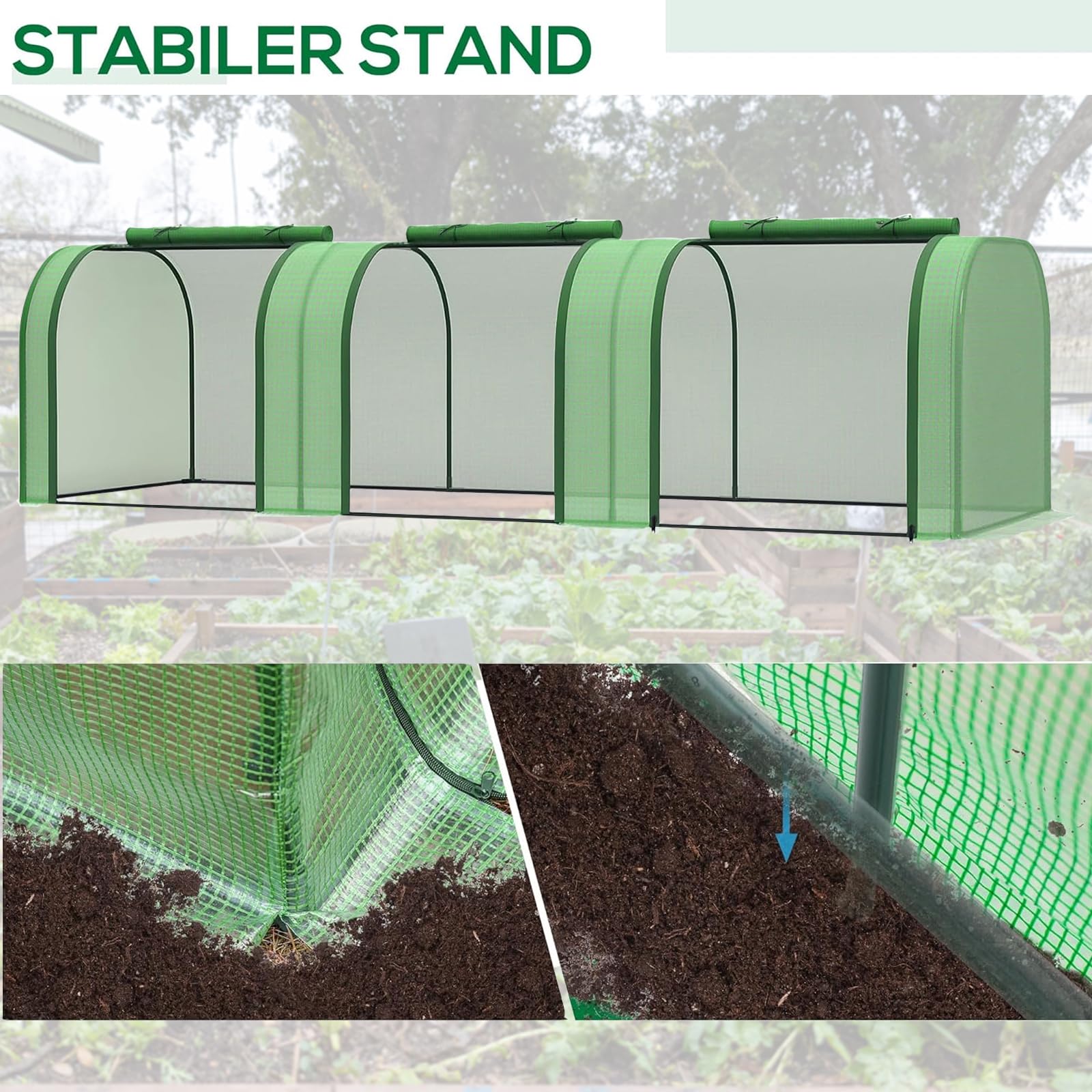 Garvee Mini Greenhouse PE Cover with Roll-up Zipper Door, Powder-coated Steel Frame, Transparent Heat-retentive Material, Portable for Balcony Garden