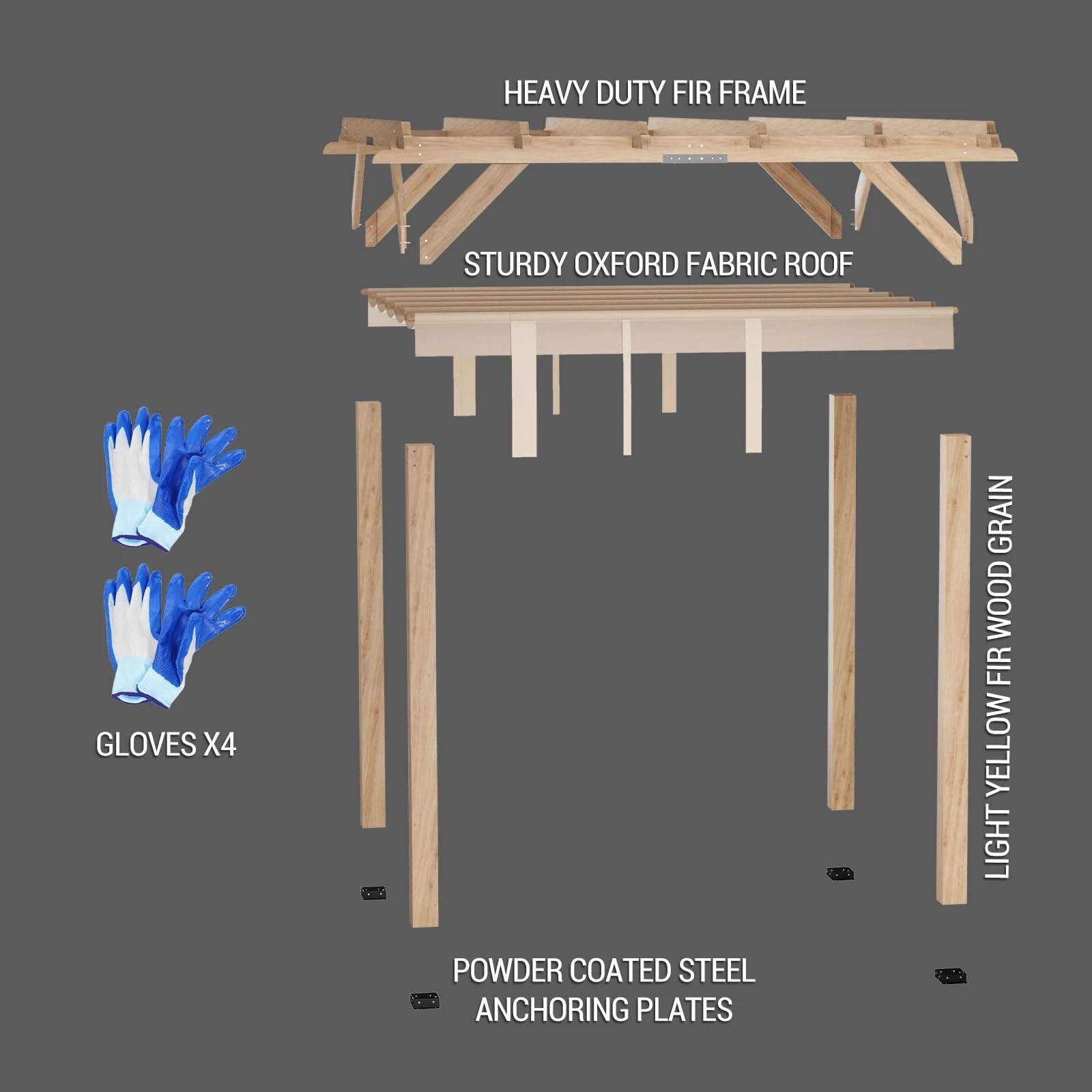 Garvee 10x12 FT Cedar Wood Pergola with Retractable Oxford Fabric Roof, Waterproof, Durable Outdoor Patio Gazebo for Backyard Relaxation