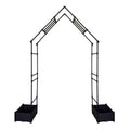 Garvee Weather-Resistant Metal Garden Arbor Trellis with Dual Planter Boxes – 94" Decorative Outdoor Archway for Climbing Plants, Lawn, Backyard, Patio – Sturdy Frame, Easy Assembly – Color: Black