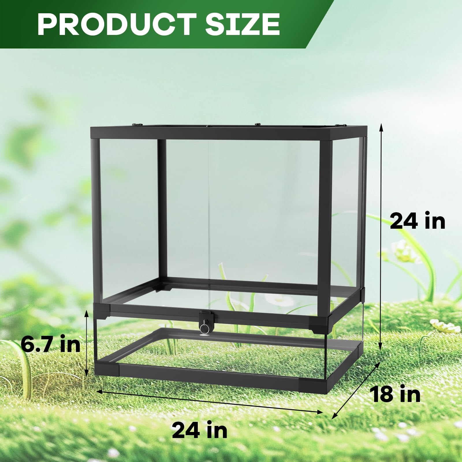 Garvee 45 Gallon Reptile Tall Tank Glass Terrarium with Top Screen Ventilation & Double Hinge Door, Tempered Glass, Anti-Escape Locks, 24x18x24in for Lizards & Snakes